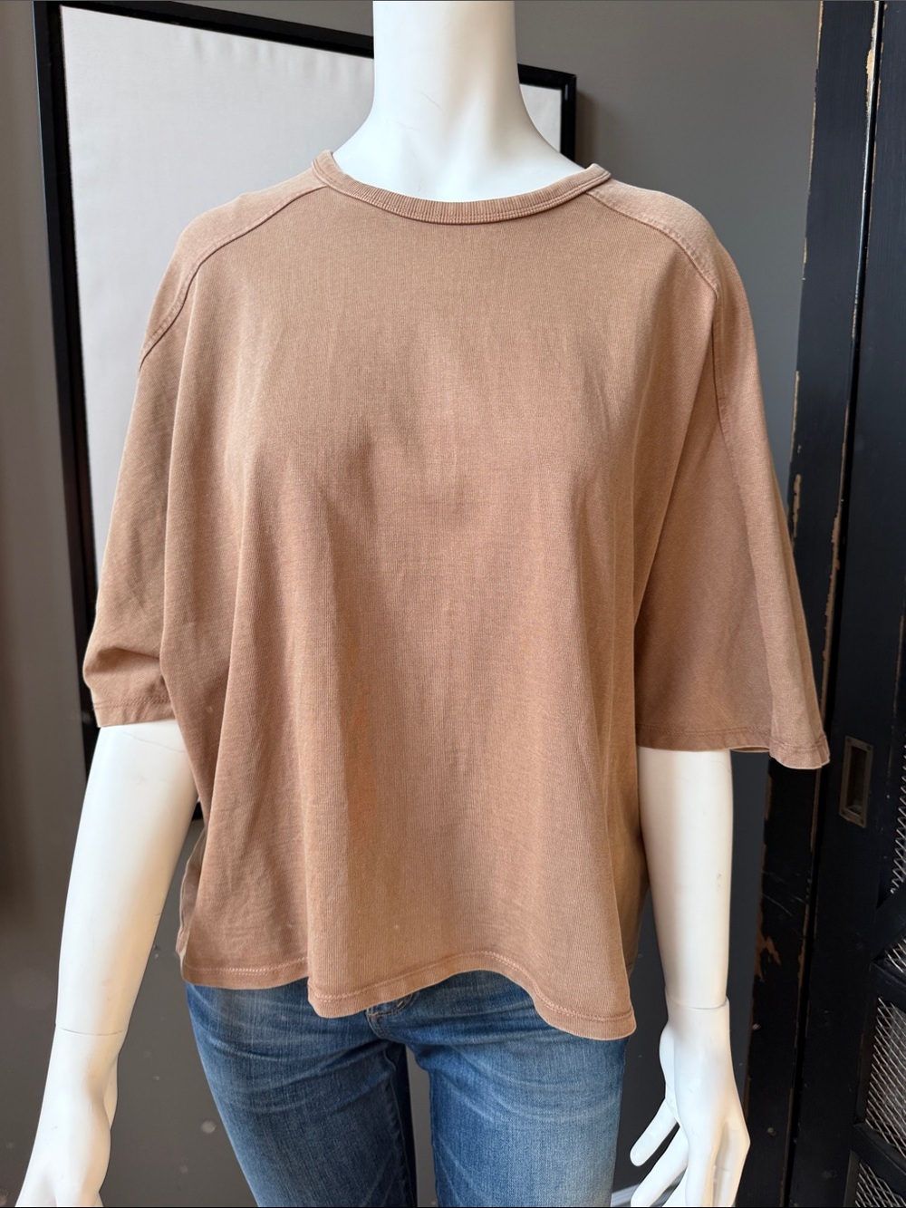 Zara Casual Short Sleeve Tee in Tan Brown